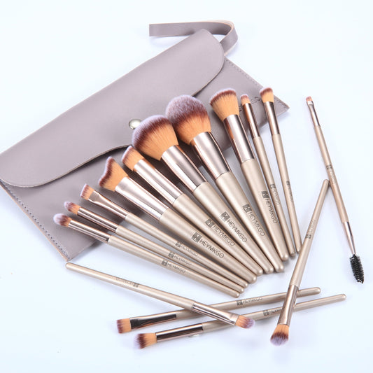 15PCS Champagne Gold Professional Makeup Brush Set