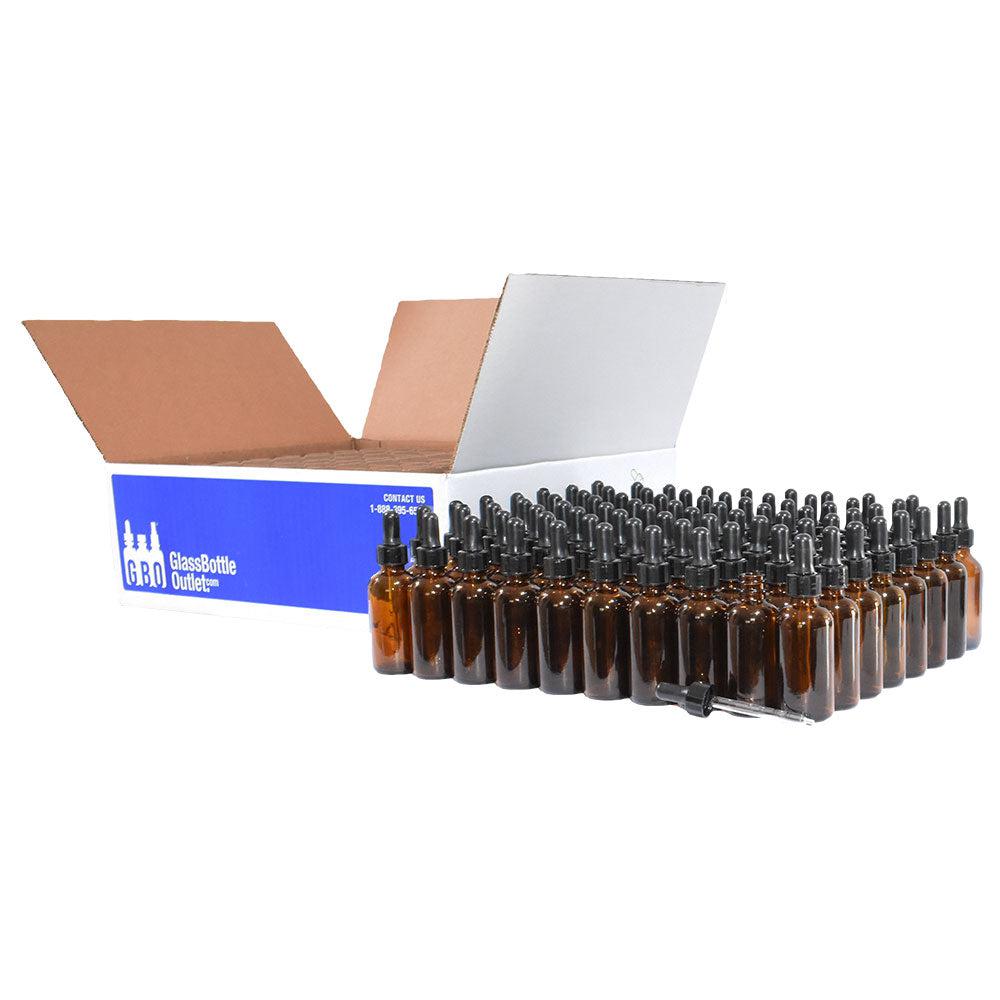 1 oz. Amber Boston Round with Black Graduated Nitrile Glass Dropper (20/400) (V5) (V12)