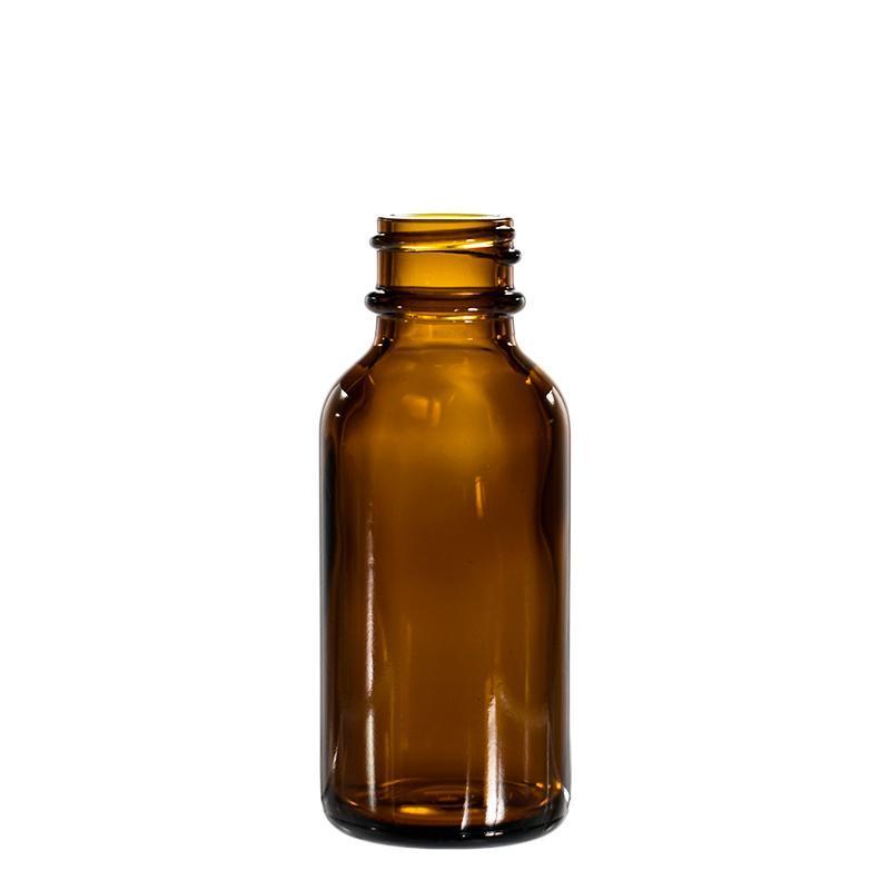1 oz. Amber Boston Round with Black Graduated Nitrile Glass Dropper (20/400) (V5) (V12)