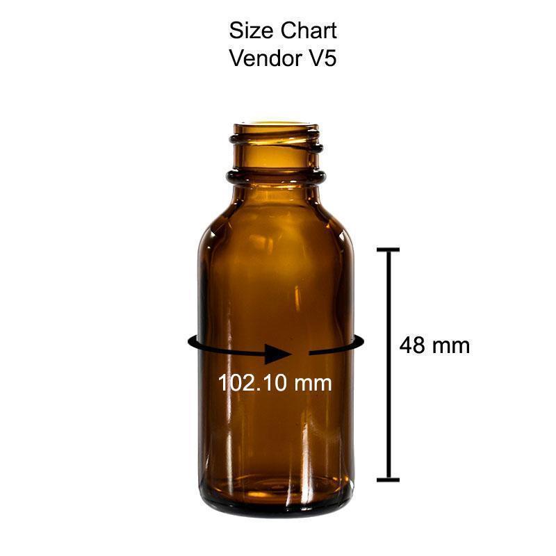 1 oz. Amber Boston Round with Black Graduated Nitrile Glass Dropper (20/400) (V5) (V12)