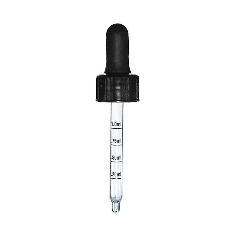 1 oz. Amber Boston Round with Black Graduated Nitrile Glass Dropper (20/400) (V5) (V12)