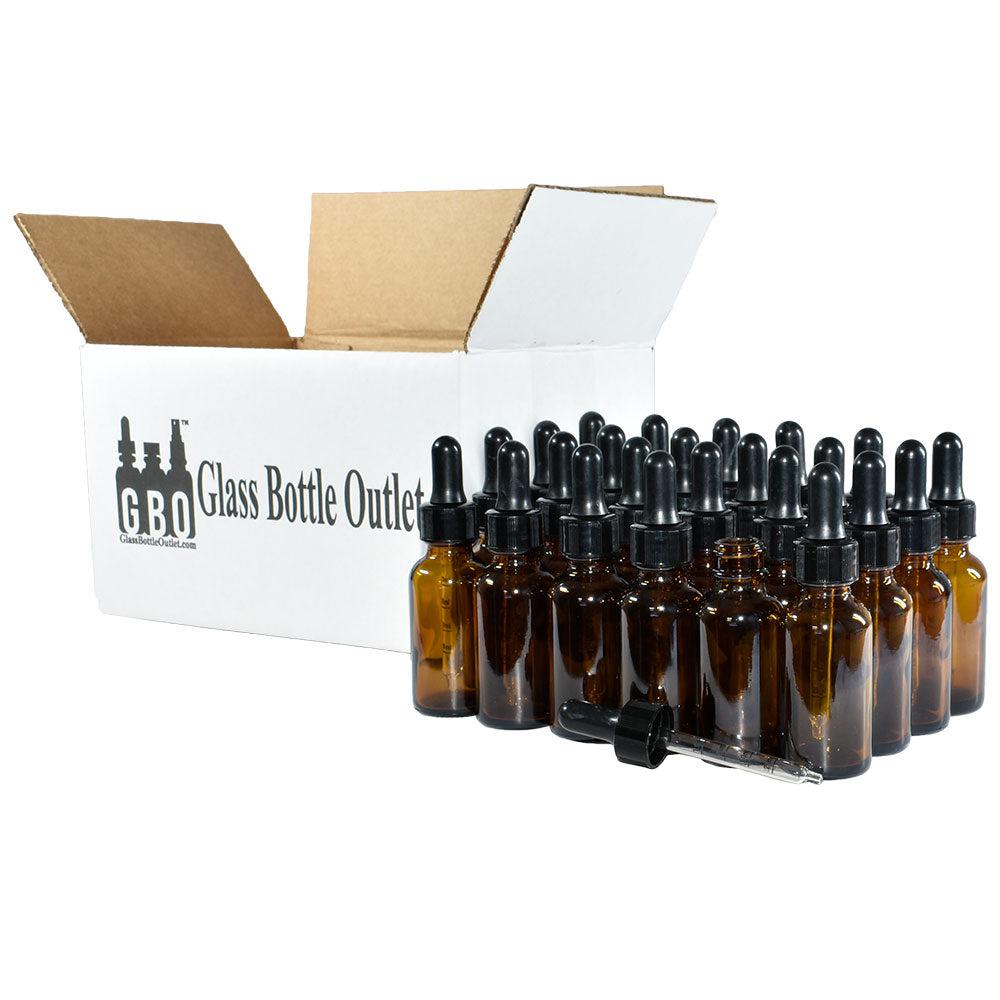 1 oz. Amber Boston Round with Black Graduated Nitrile Glass Dropper (20/400) (V5) (V12)