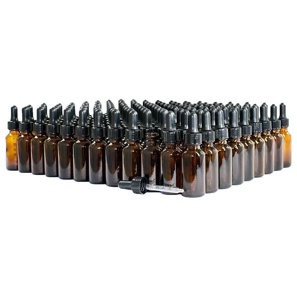 1 oz. Amber Boston Round with Black Graduated Nitrile Glass Dropper (20/400) (V5) (V12)
