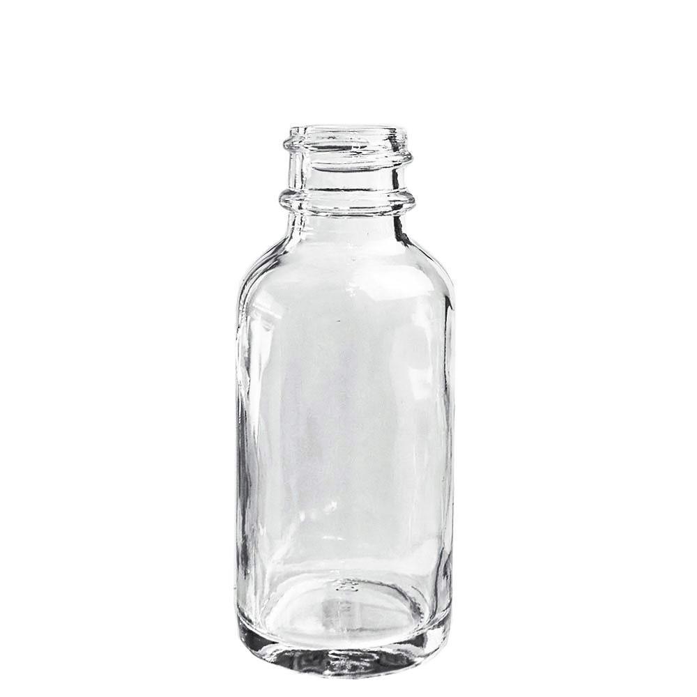 1 oz. Clear Boston Round with Black Glass Dropper (20/400) (V20) (V8)
