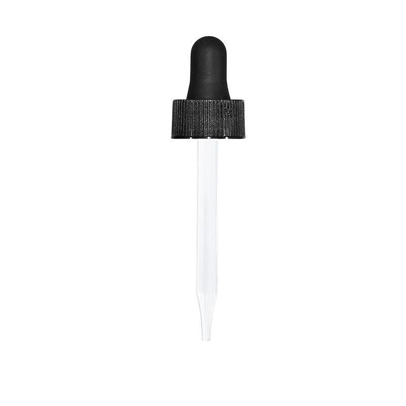 1 oz. Clear Boston Round with Black Glass Dropper (20/400) (V20) (V8)