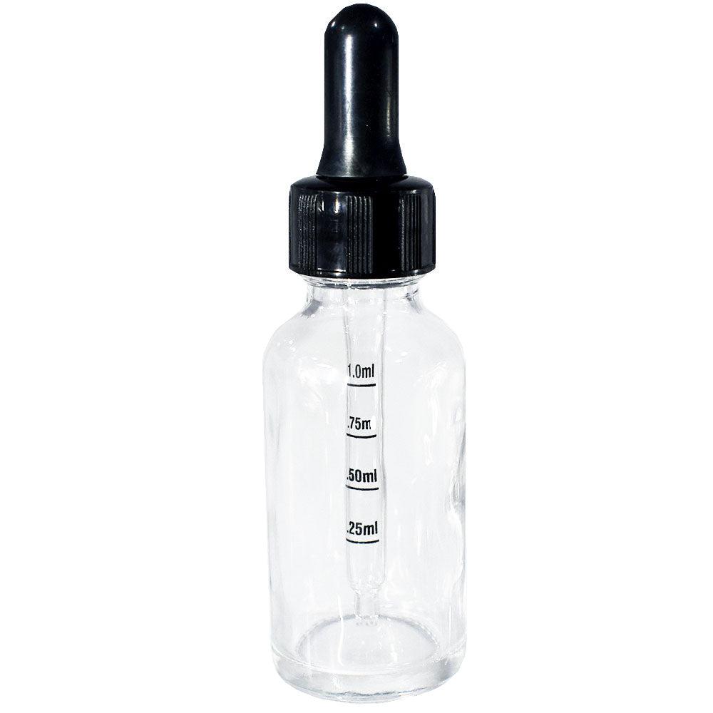 1 oz. Clear Boston Round with Black Graduated Nitrile Glass Dropper (20/400) (V8) (V12)