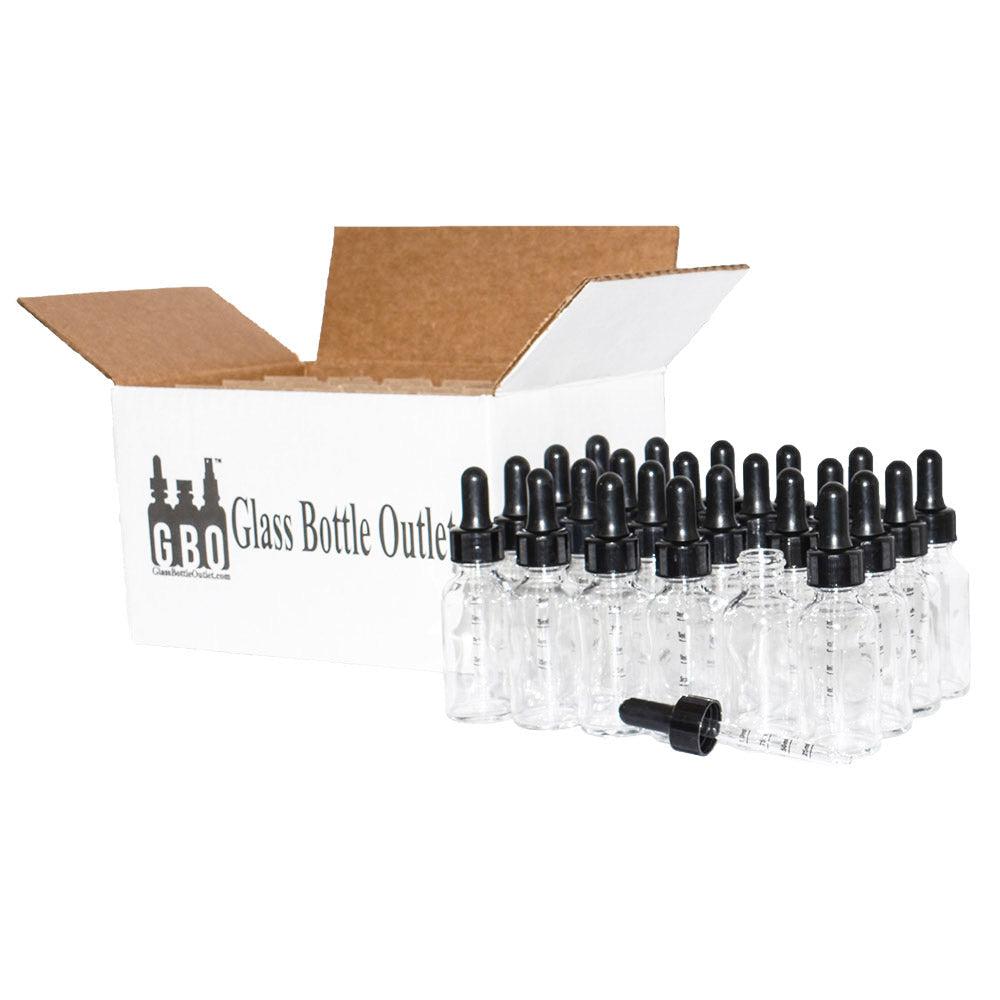 1 oz. Clear Boston Round with Black Graduated Nitrile Glass Dropper (20/400) (V8) (V12)