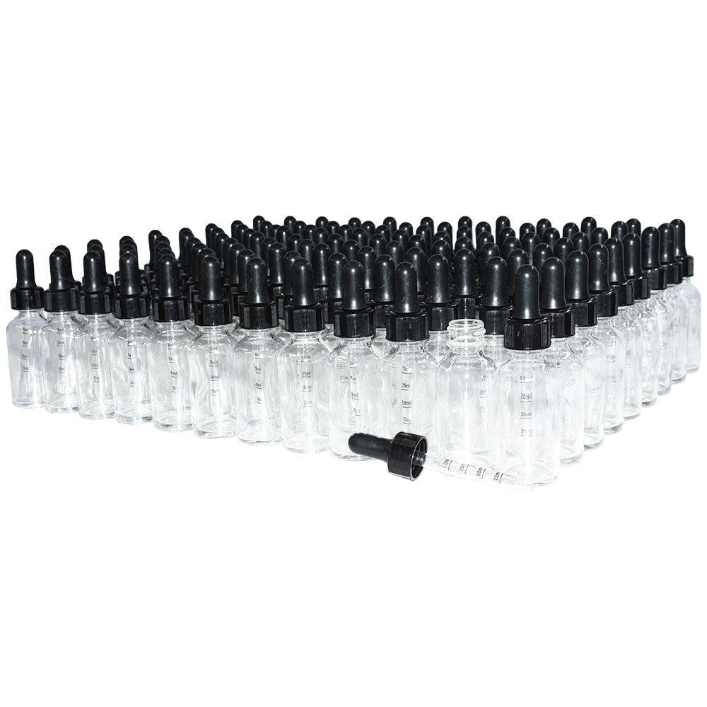 1 oz. Clear Boston Round with Black Graduated Nitrile Glass Dropper (20/400) (V8) (V12)