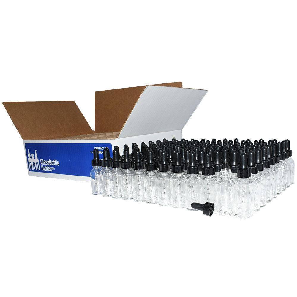 1 oz. Clear Boston Round with Black Graduated Nitrile Glass Dropper (20/400) (V8) (V12)