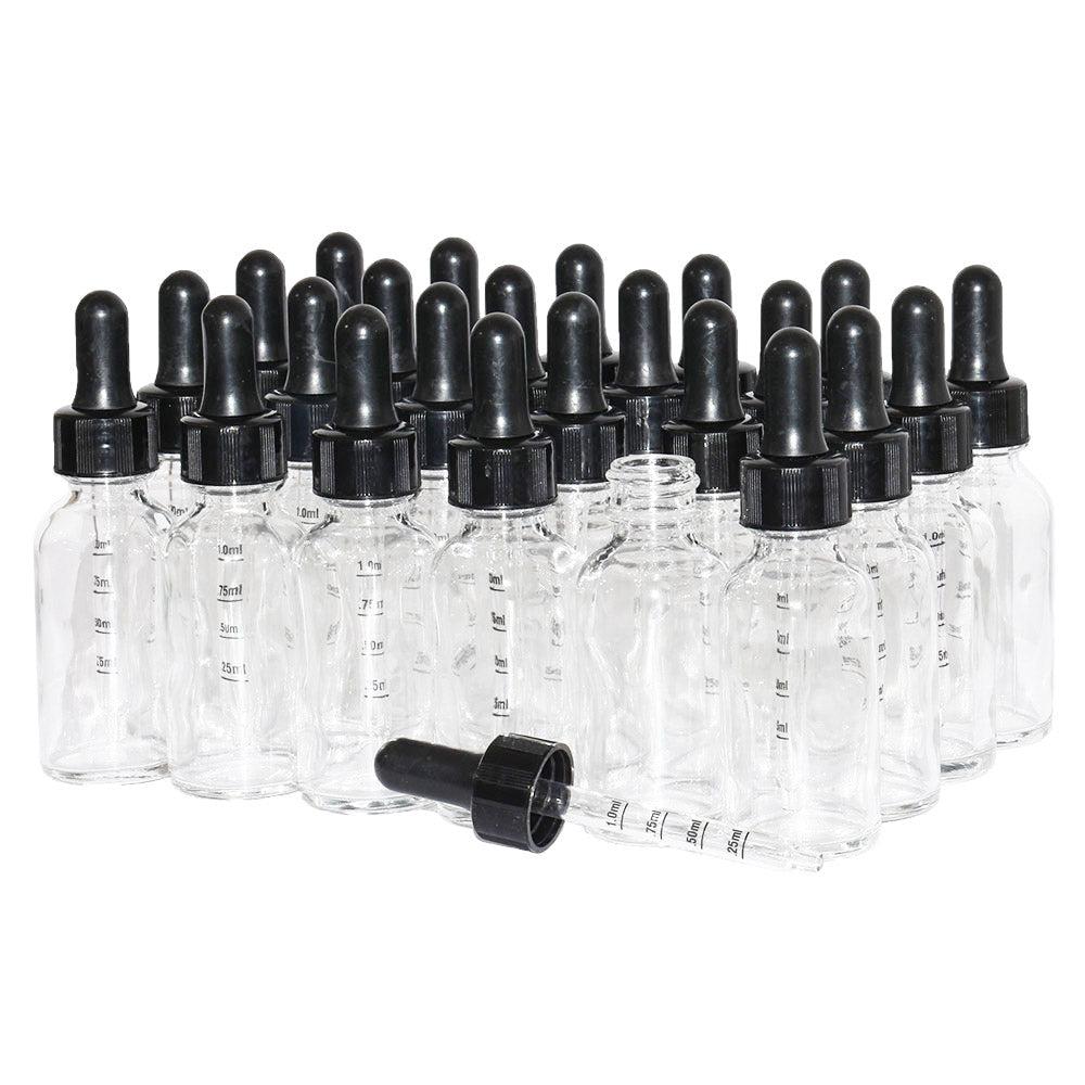 1 oz. Clear Boston Round with Black Graduated Nitrile Glass Dropper (20/400) (V8) (V12)