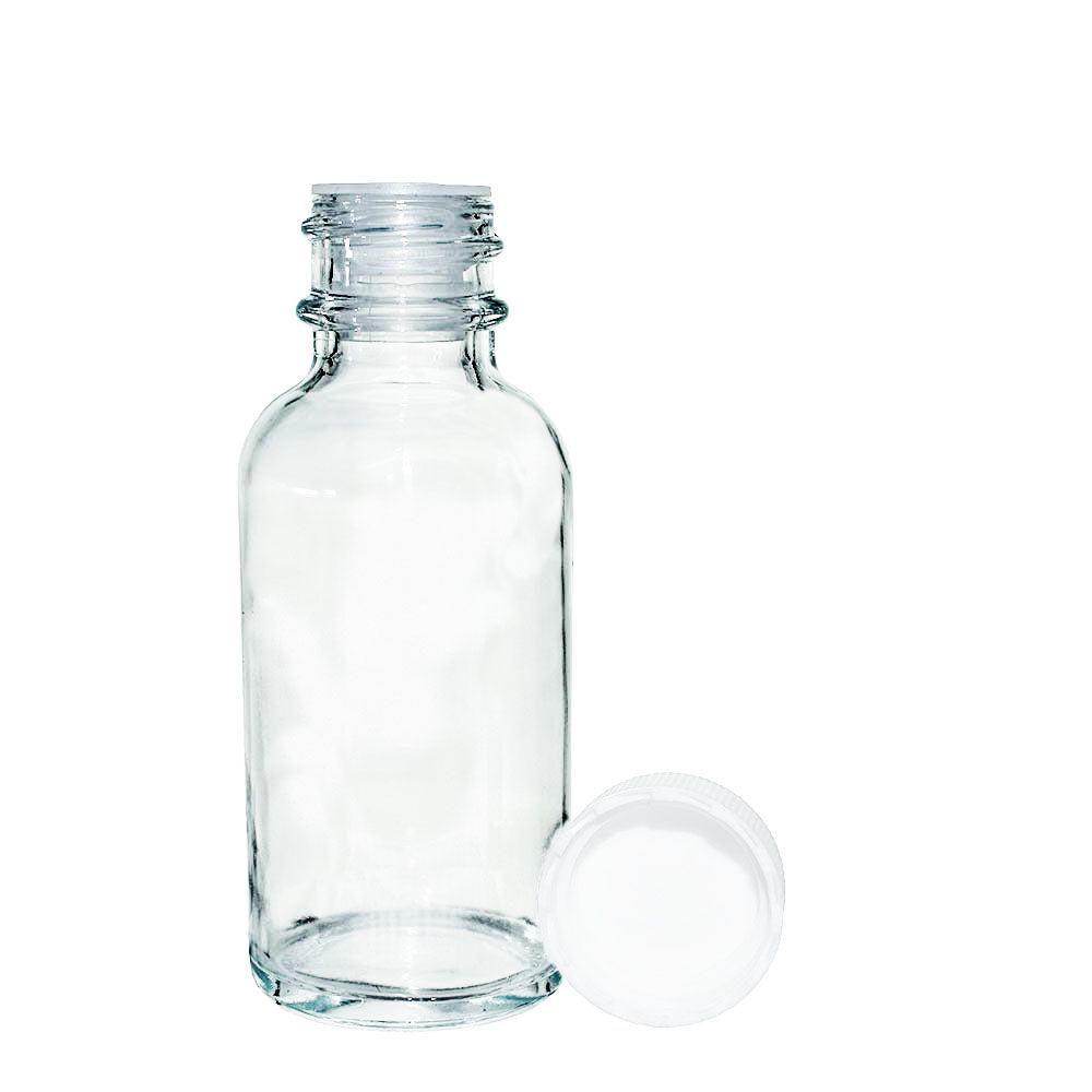 1 oz. Clear Boston Round with Reducer and White Cap (20/400) (V20) (V1)