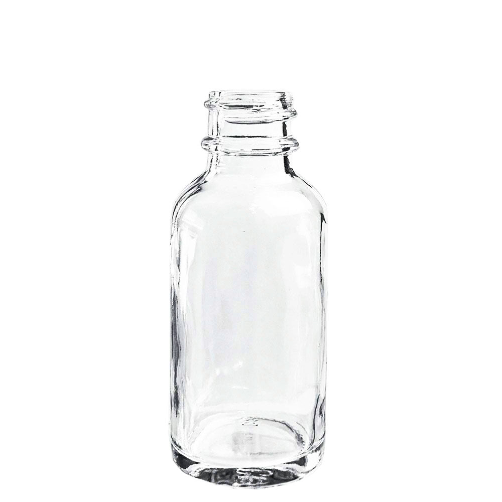 1 oz. Clear Boston Round with Reducer and White Cap (20/400) (V20) (V1)