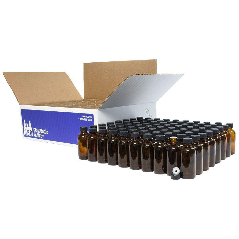 2 oz. Amber Boston Round with Reducer and Black Cap (20/400) (V5) (V1)