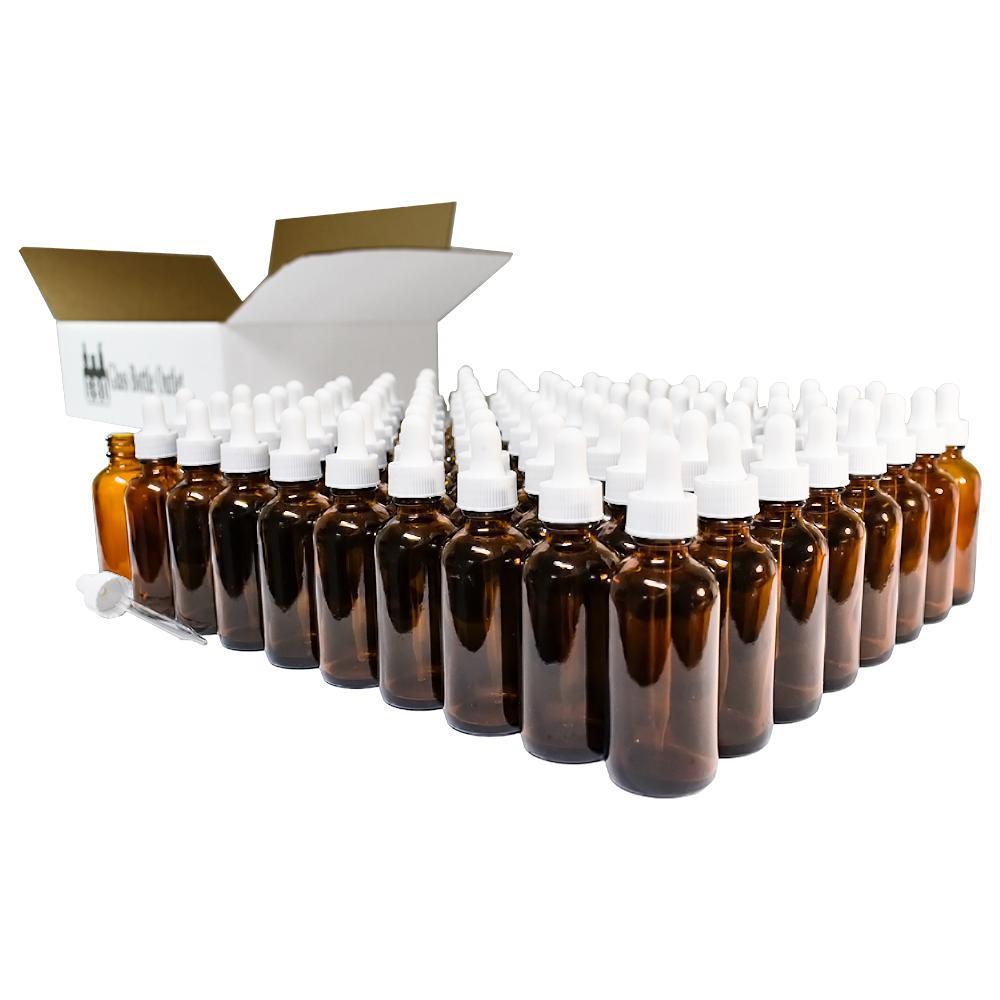 2 oz. Amber Boston Round with White Glass Dropper (20/400) (V5) (V8)