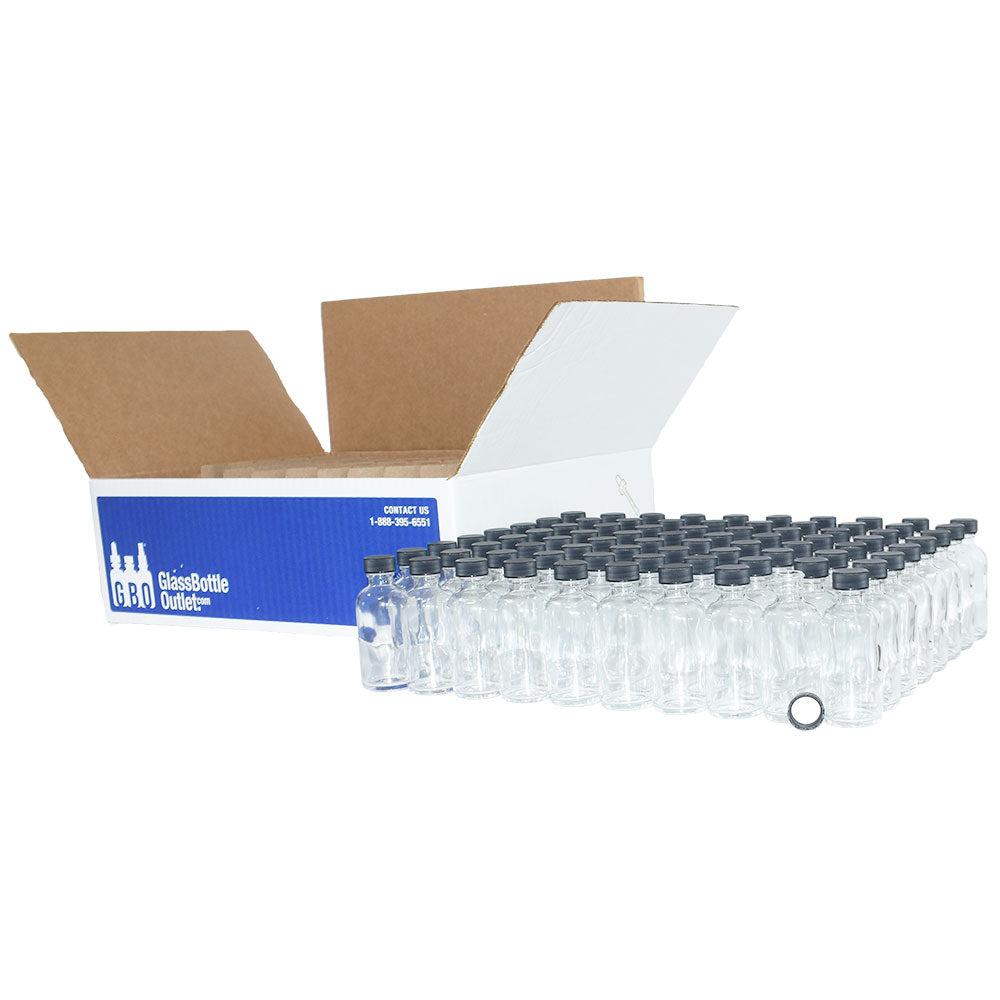 2 oz. Clear Boston Round with Black Cap (20/400) (V5) (V1)