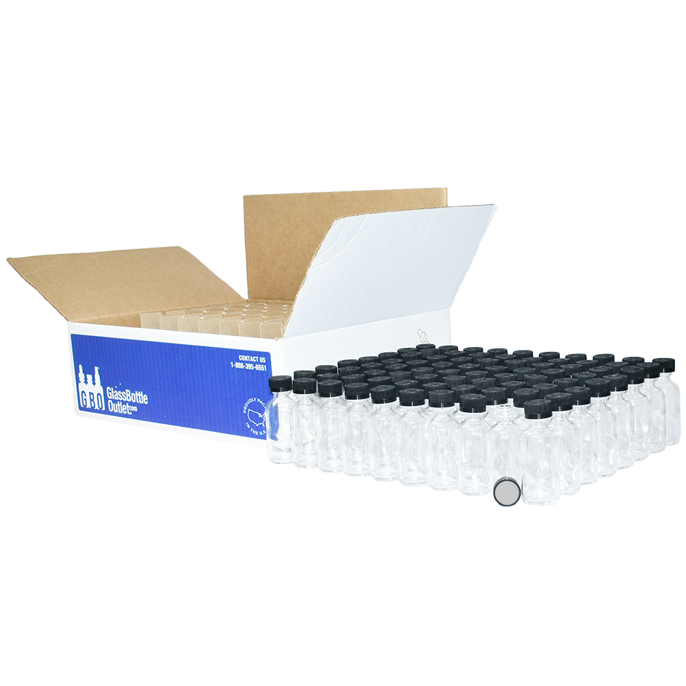 2 oz. Clear Boston Round with Black Child-Resistant Cap (20/400) (V5) (V6)