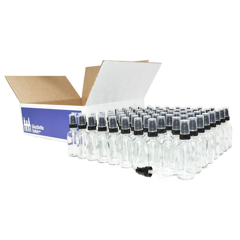 2 oz. Clear Boston Round with Black Cream Pump (20/400) (V4) (V20)