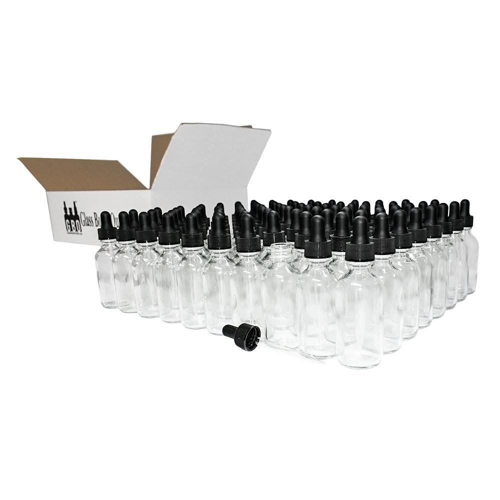 2 oz. Clear Boston Round with Black Glass Dropper (20/400) (V20) (V8)