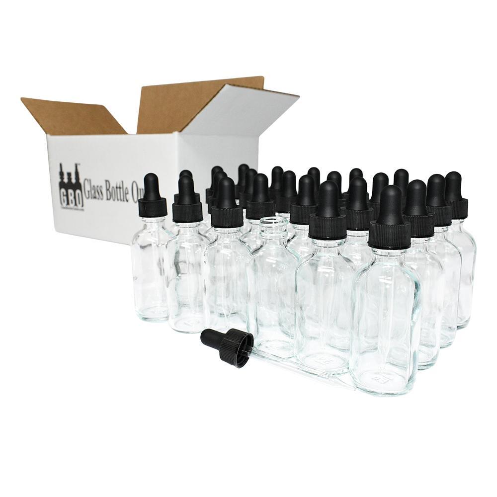 2 oz. Clear Boston Round with Black Glass Dropper (20/400) (V4) (V8)