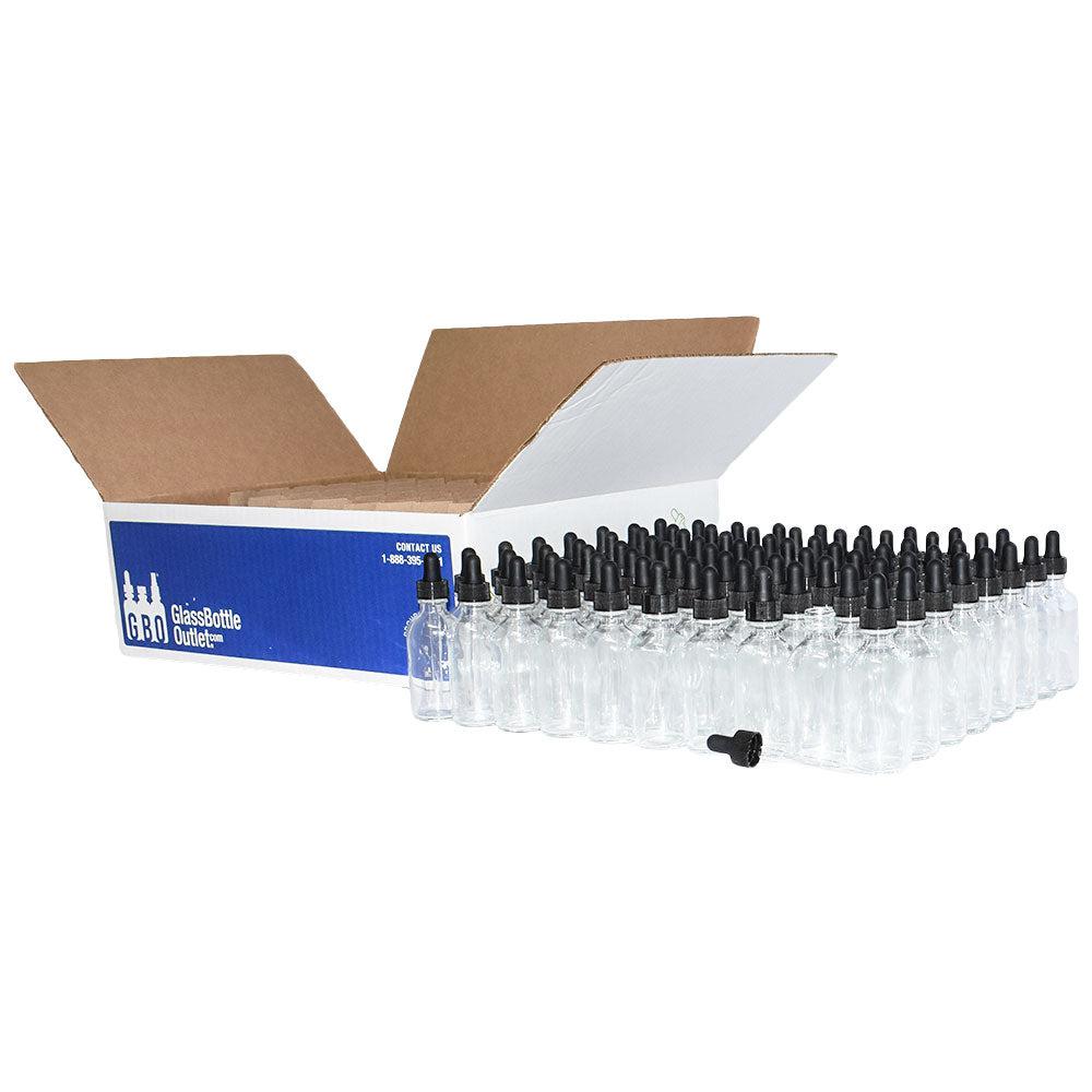 2 oz. Clear Boston Round with Black Glass Dropper (20/400) (V8) (V8)