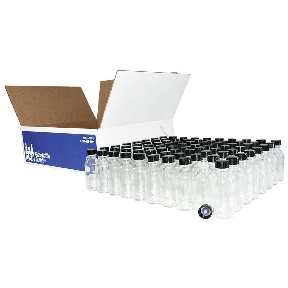 2 oz. Clear Boston Round with Black Poly Cone Cap (20/400) (V20) (V20)