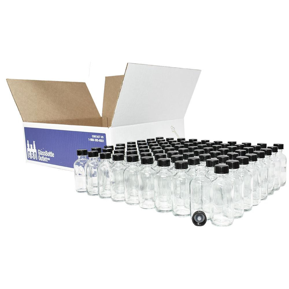 2 oz. Clear Boston Round with Black Poly Cone Cap (20/400) (V4) (V20)