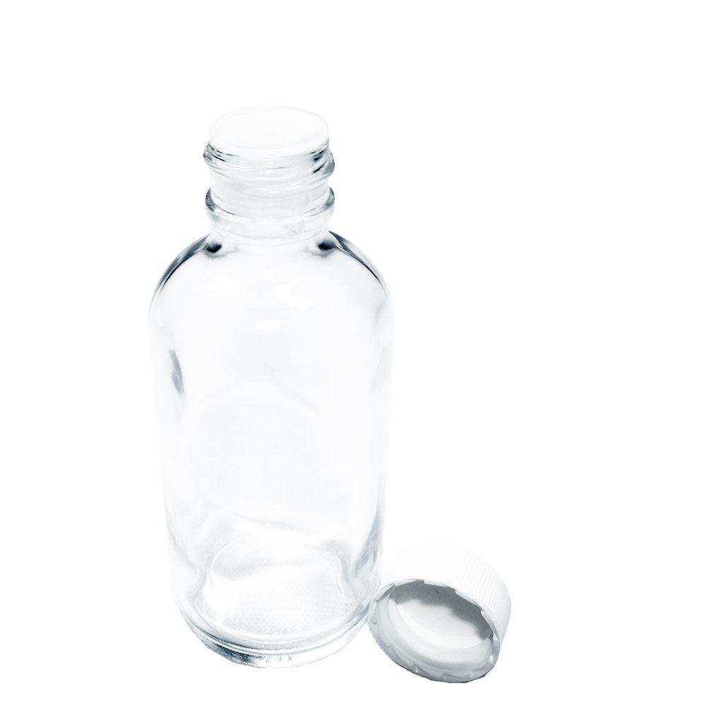 2 oz. Clear Boston Round with Reducer and White Cap (20/400) (V5) (V1)