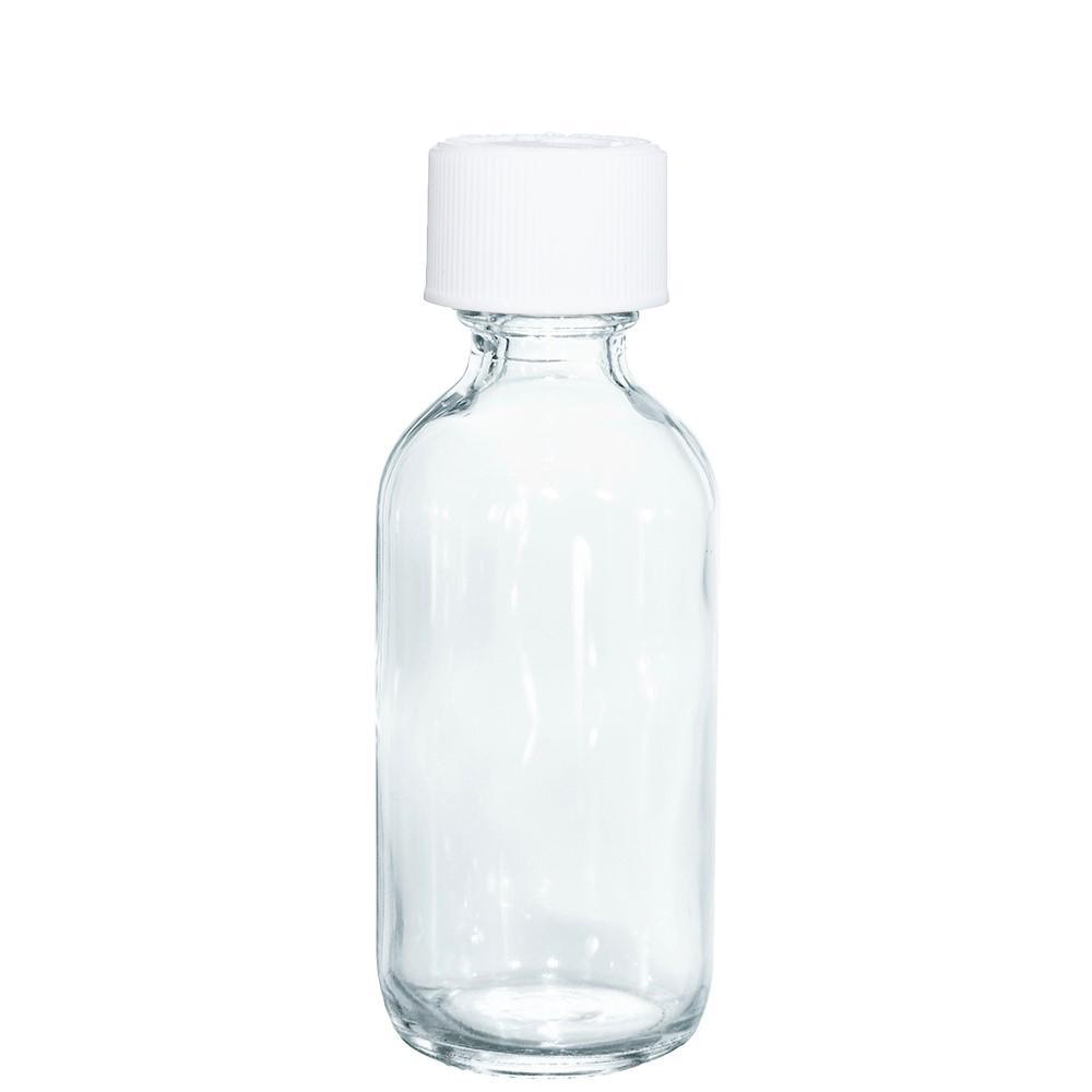 2 oz. Clear Boston Round with Reducer and White Child-Resistant Cap (20/400) (V23) (V1)
