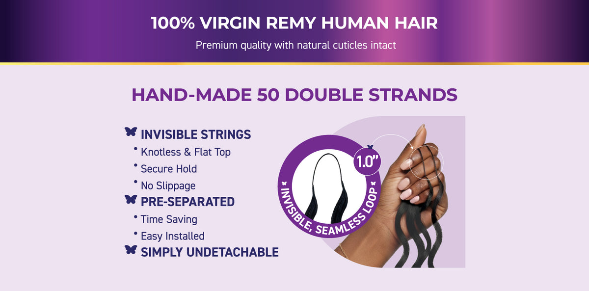 Vivace by Kiss Trenity Invisible feather crochet hair. Deep Wave 18”