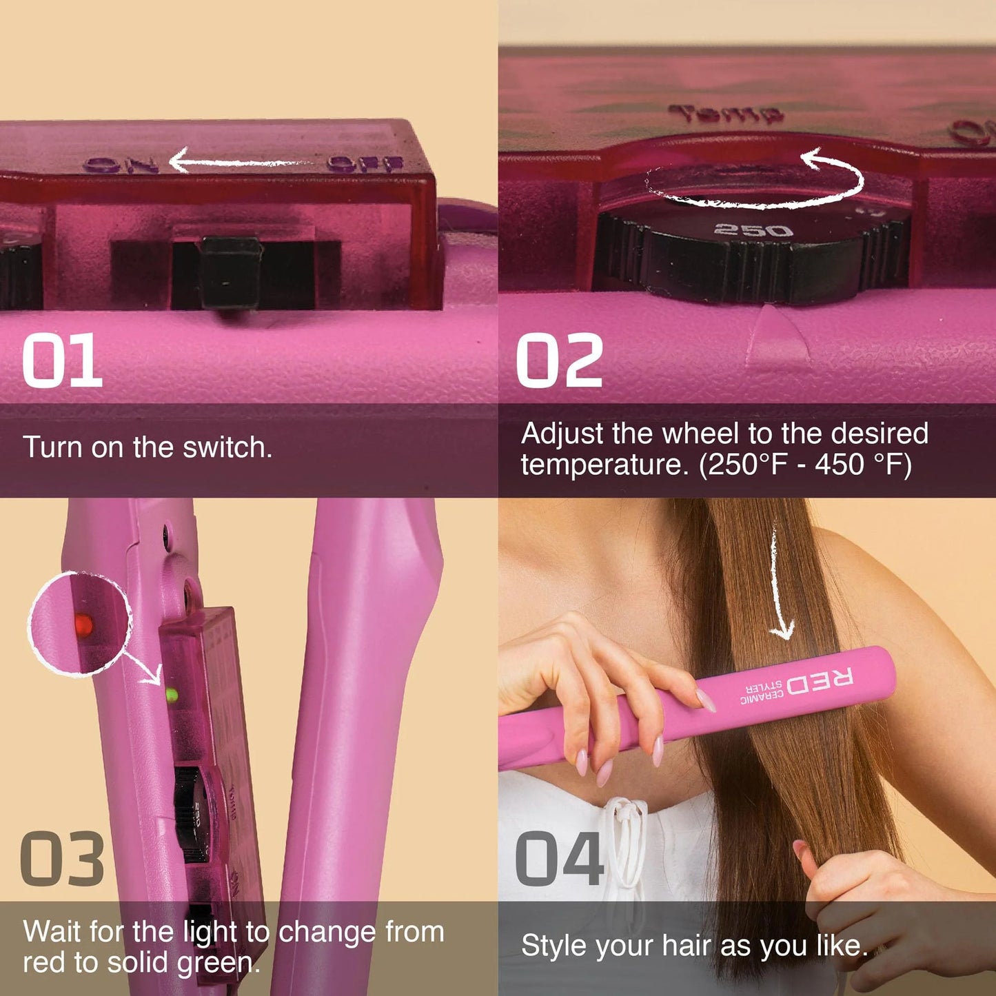 Red by Kiss ceramic styler color flat Iron 1"