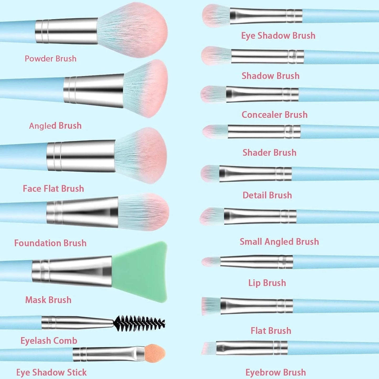 16Pcs Professional Makeup Brush with Makeup Sponge Set - 1 Kit