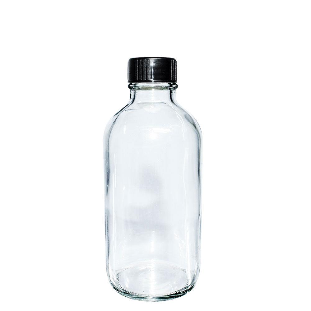 4 oz. Clear Boston Round with Black Cone Lined Cap (22/400) (V20) (V5)