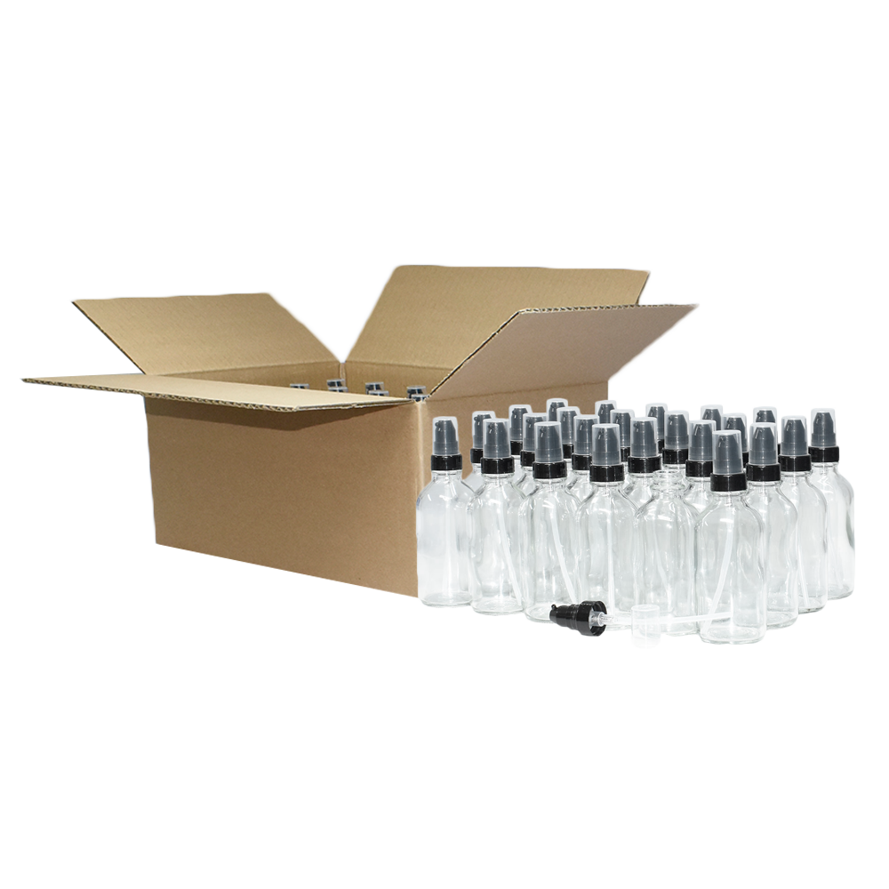 4 oz. Clear Boston Round with Black Cream Pump (22/400) (V8) (V20)