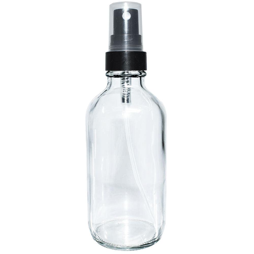 4 oz. Clear Boston Round with Black Fine-Mist Sprayer (Smooth) (22/400) (V22) (V20)