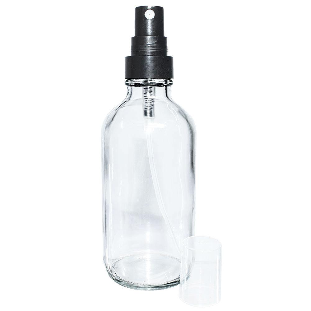 4 oz. Clear Boston Round with Black Fine-Mist Sprayer (Smooth) (22/400) (V8) (V20)