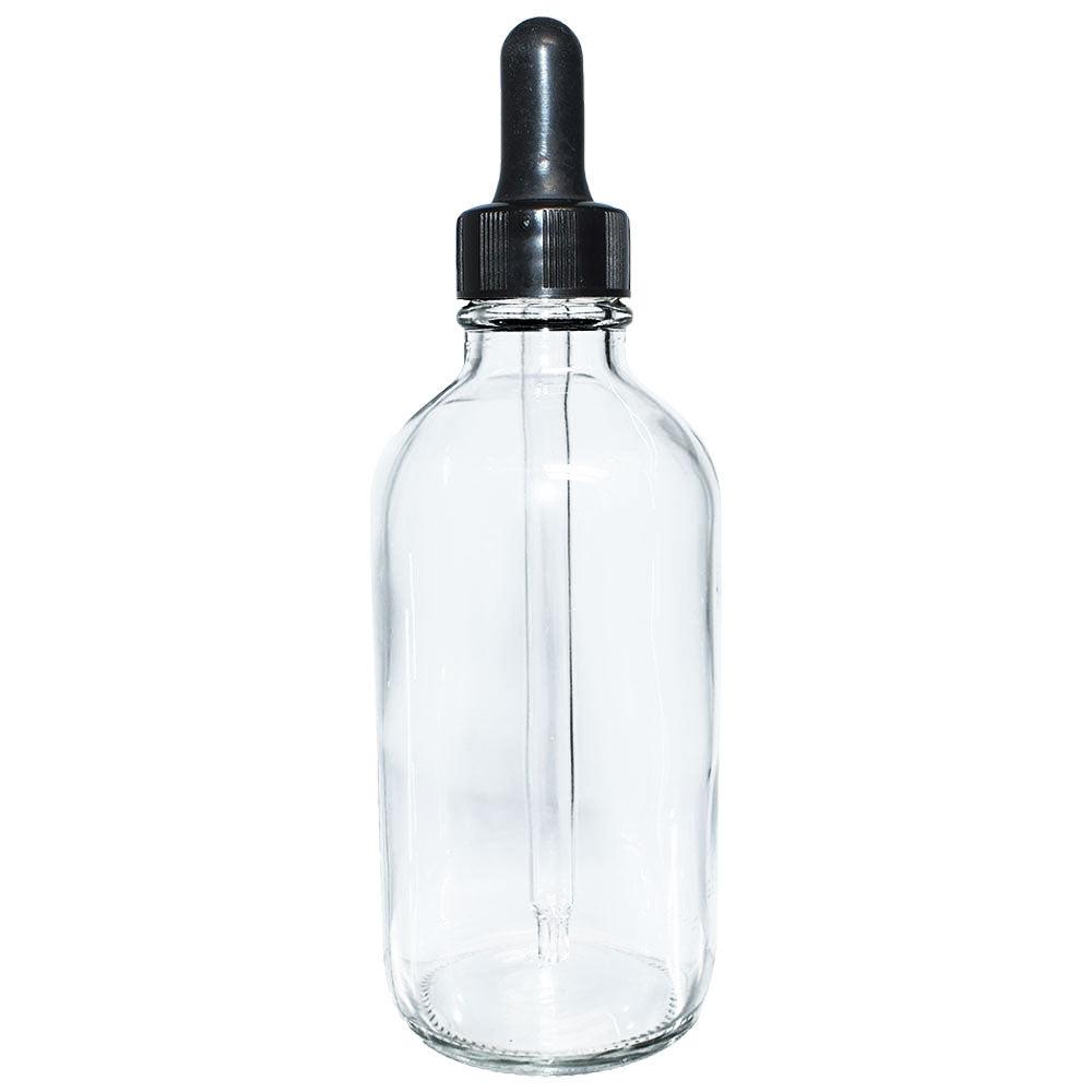 4 oz. Clear Boston Round with Nitrile Rubber Black Glass Dropper (22/400) (V20) (V12)