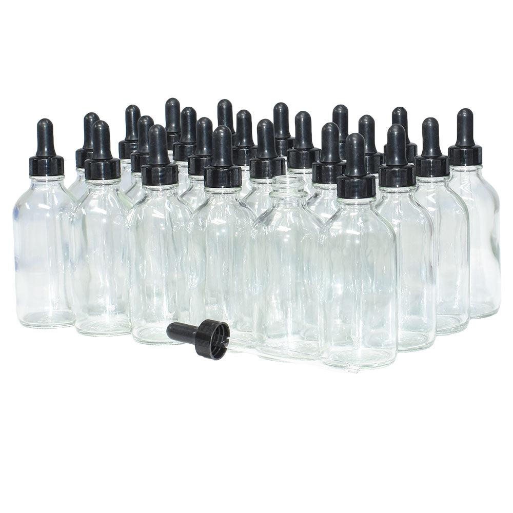 4 oz. Clear Boston Round with Nitrile Rubber Black Glass Dropper (22/400) (V20) (V12)