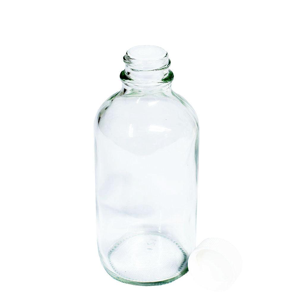 4 oz. Clear Boston Round with Reducer and White Cap (22/400) (V8) (V1)