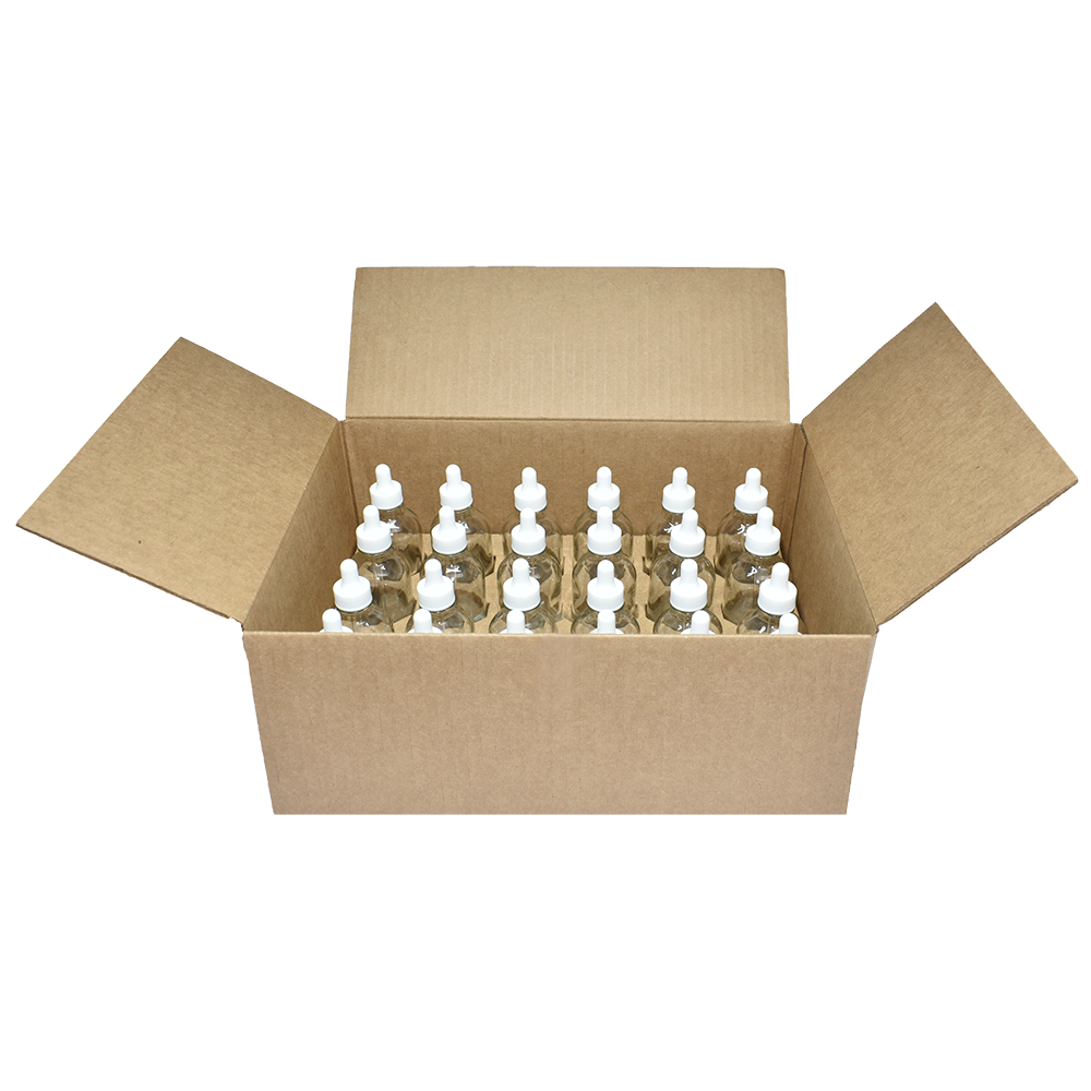 4 oz. Clear Boston Round with White Glass Dropper (22/400) (V23) (V8)