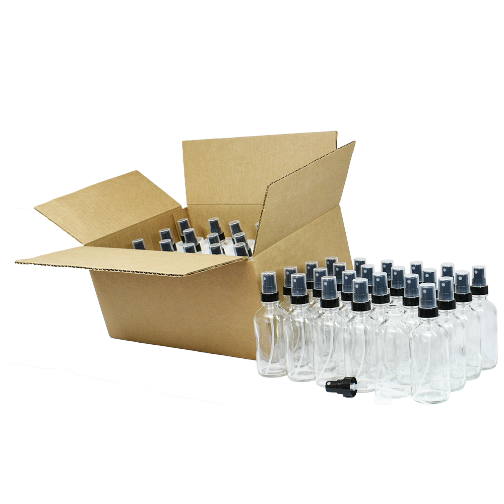 4 oz. Clear Boston Round with Black Fine-Mist Sprayer (Smooth) (22/400) (V22) (V20)