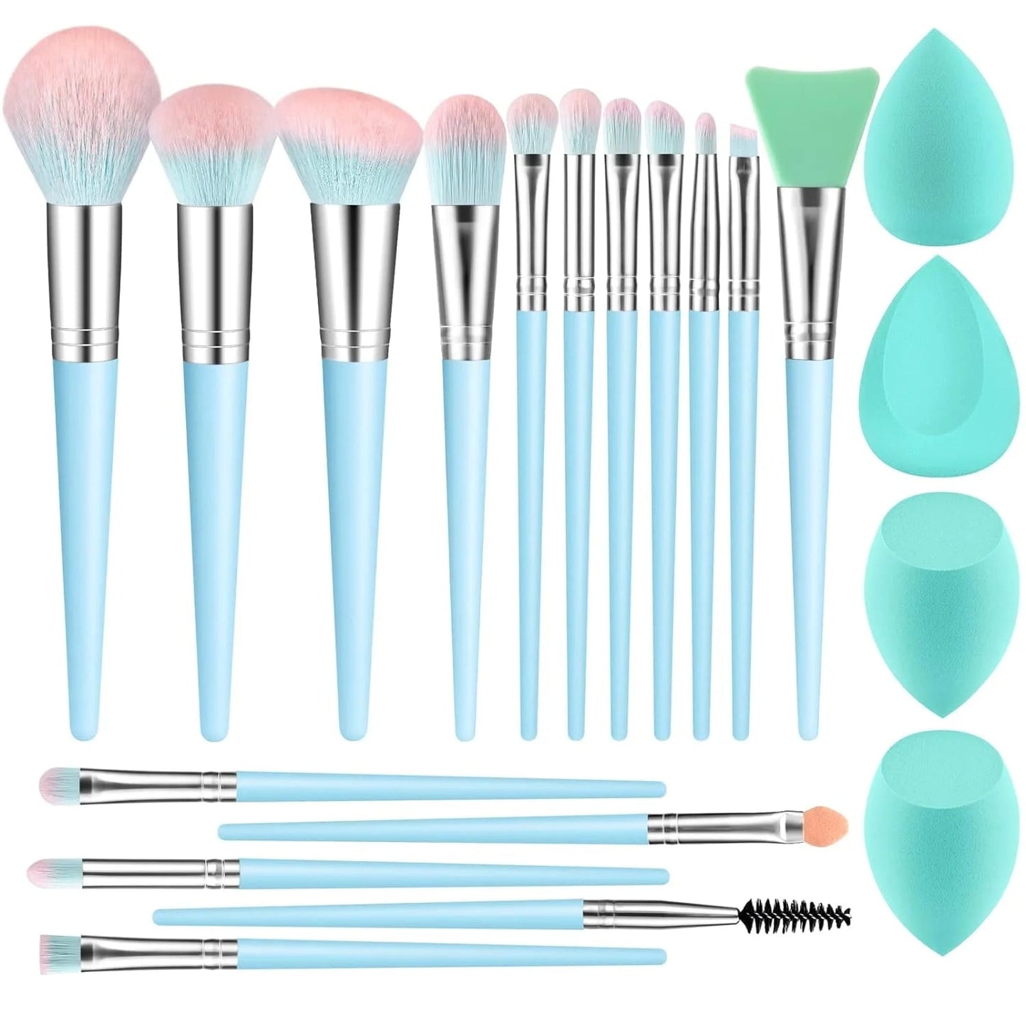 16Pcs Professional Makeup Brush with Makeup Sponge Set - 1 Kit