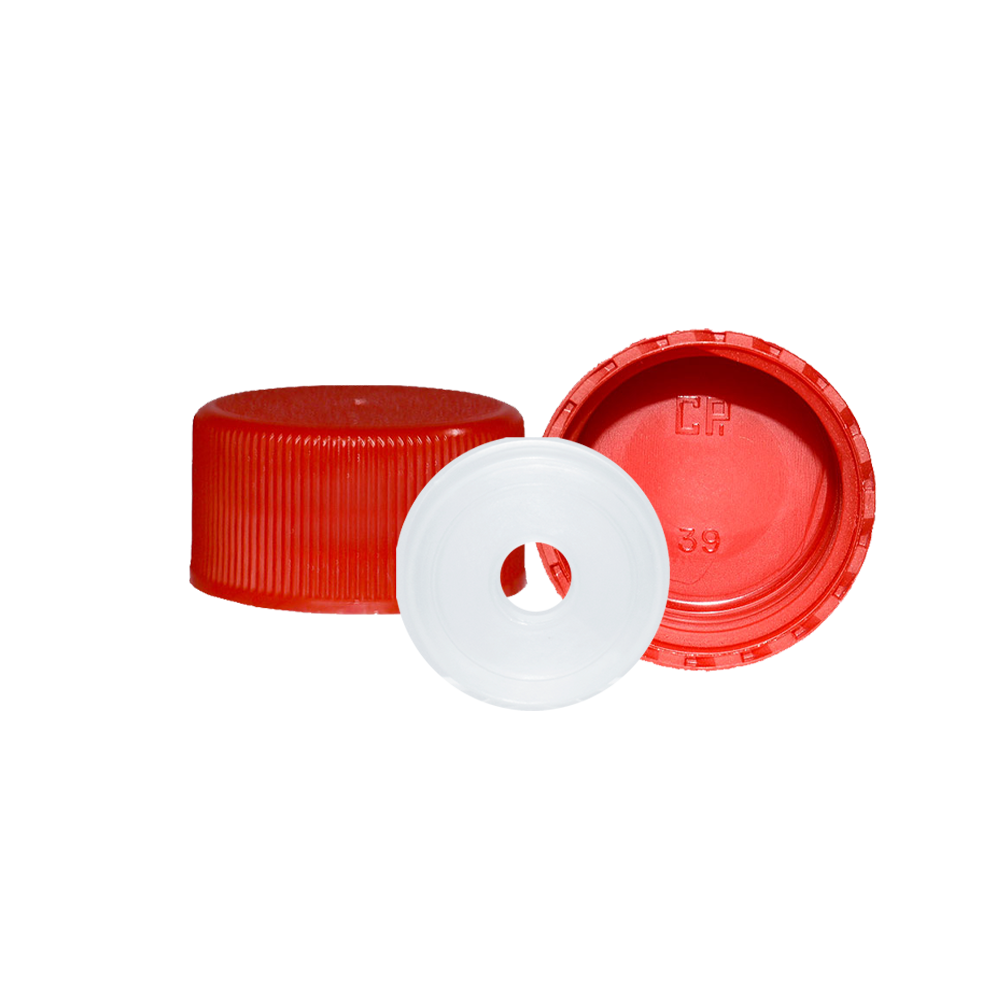 5 oz. Clear Glass Hot Sauce Bottle with Red Unlined Cap and Orifice Reducer (24/414) (V24) (V1)