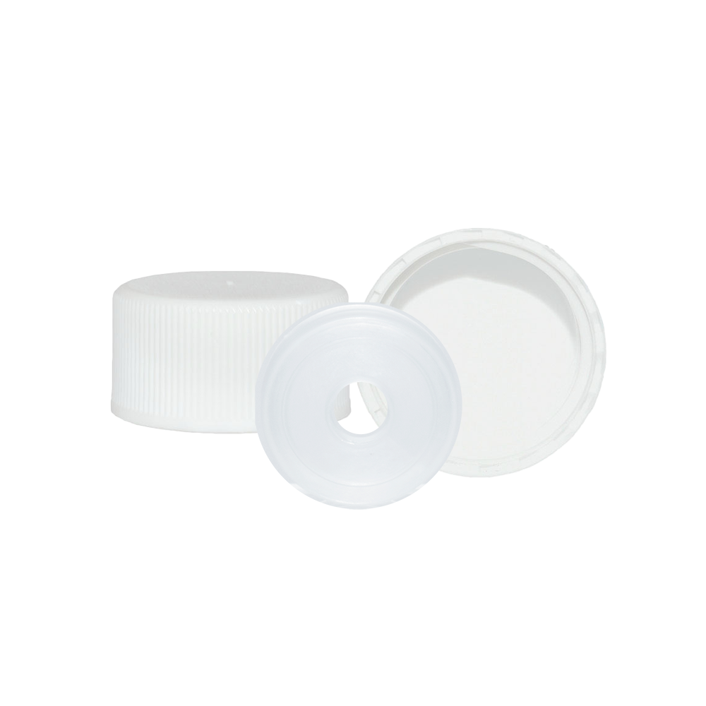 5 oz. Clear Glass Hot Sauce Bottle with White Unlined Cap and Orifice Reducer (24/414) (V24) (V1)