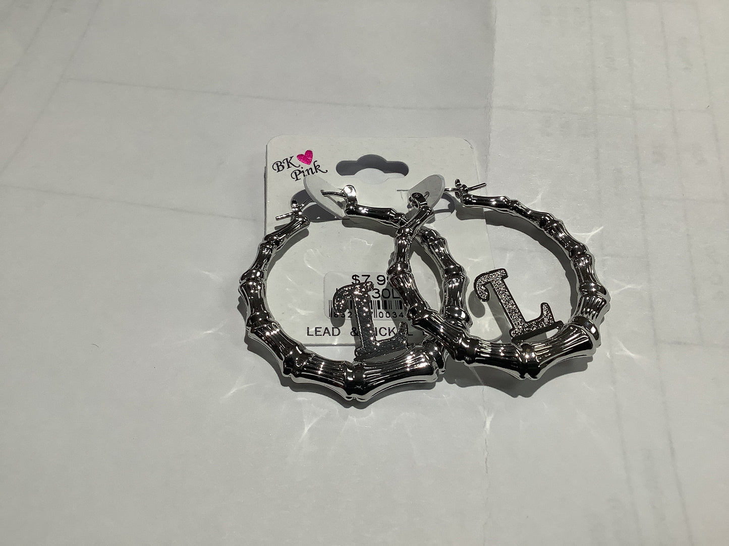 Silver initial bamboo earing-130L : 40"