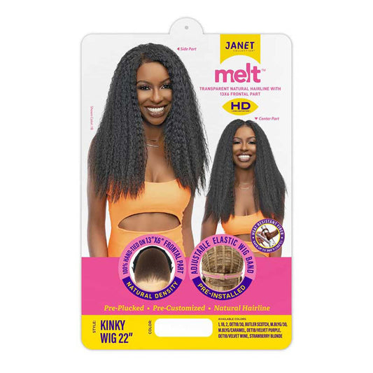 Janet Collection HD Swiss Lace Front Wig Melt Hand-Tied 13X6 Kinky Wig 22"