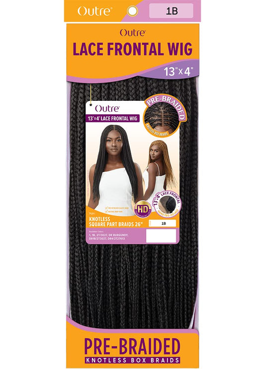 Outre 13x4 Hand Tied Lace Frontal Wig - KNOTLESS SQUARE PART BRAIDS 26"