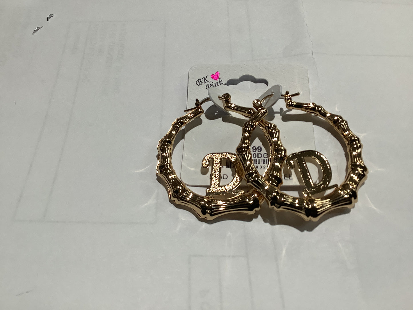 Gold initial bamboo earing-130dg : 40"