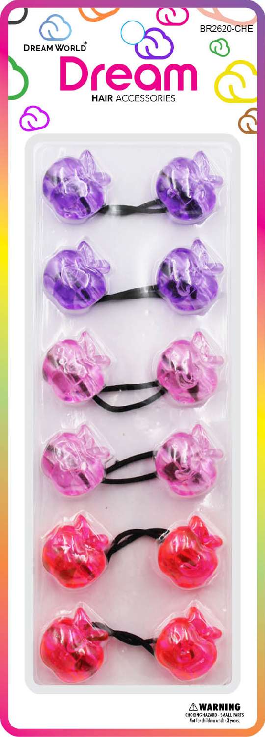 DREAM WORLD PONYTAIL HOLDER 20MM 8PC APPLE. BR2620-CHE