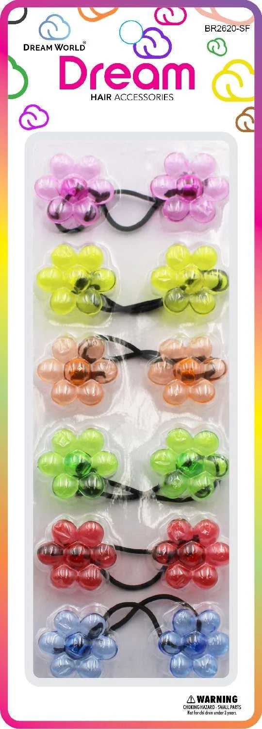 Dream world ponytail holders. 6pcs sunflower. Assorted. BR2620- SF