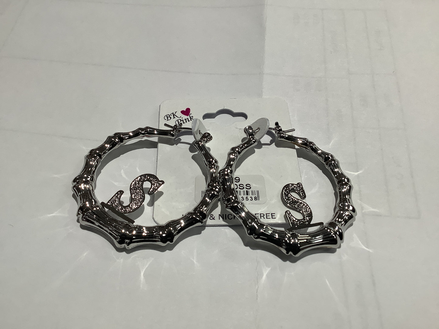 Silver initial bamboo earing-130s : 40"